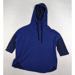 CALVIN KLEIN PERFORMANCE WOMENS ATHLETIC PULLOVER BLUE STRIPED HOOD SIZE MED